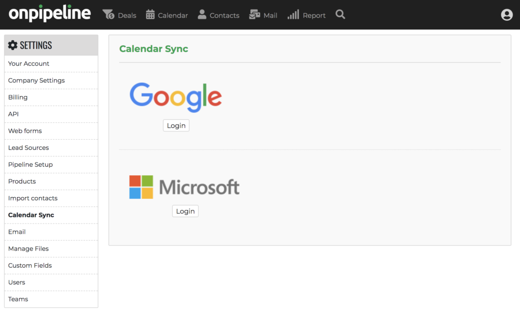 Calendar Sync (Google, Microsoft Office 365) Onpipeline CRM Support