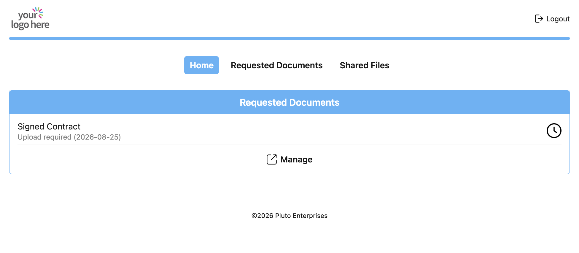 Customer uploading a requested document through the Customer Portal