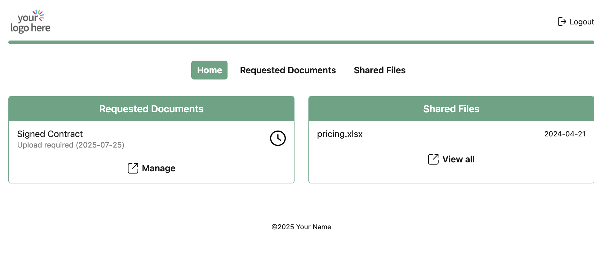 Shared file available in the Customer Portal